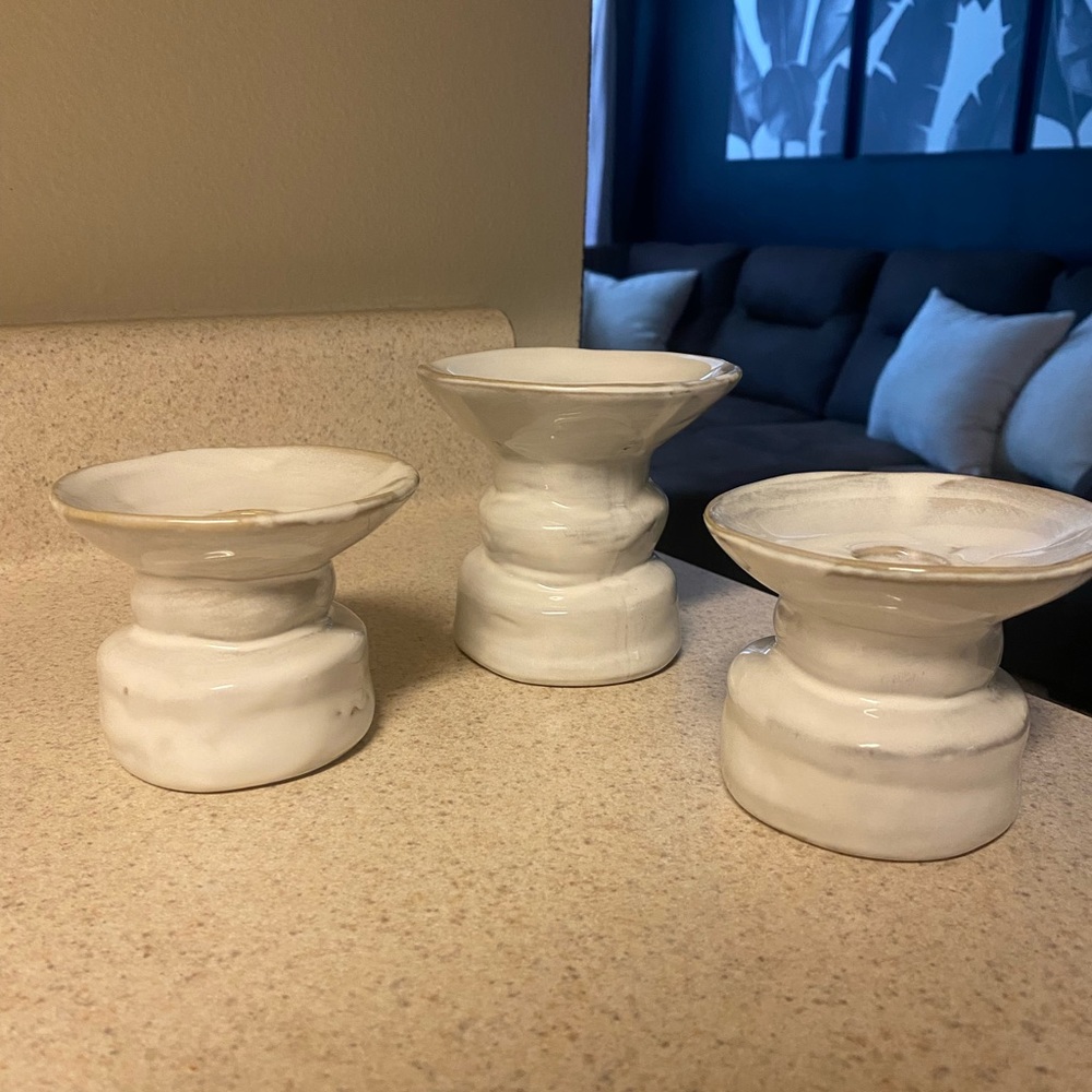 Set of 3 glass candle holders